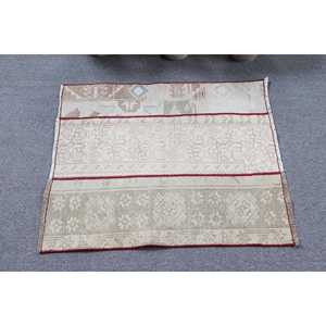 Petit tapis vintage 2,4x2,8 pieds (74x86 cm), tapis turc blanc à pois - Product Image 3