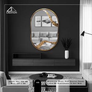 Luxurious Stainless Steel PVD Coated Frame Bathroom Vanity <b>Wall</b> <b>Mirror</b> <b>Lightweight</b> Anti-Fog Elegant Irregular - Product Image 3