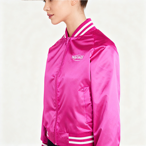 Women Varsity Jacket High Quality Custom Gym Cropped Button Running Made With Comfortable Fabric with <b>Leather</b> Sleeve - Product Image 4