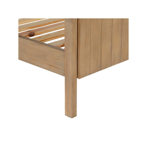 Estructura de cama de teca hecha a mano con paneles curvos lisos y acabado natural cálido - Product Image 4