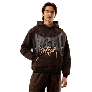 Sudaderas con capucha de alta calidad para hombre, suéter de moda, estilos de gran tamaño, diseño personalizado, producto de proveedor, sudaderas con capucha de estilo de diamantes de imitación de Color marrón - Product Image 1