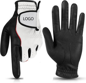 ถุงมือกอล์ฟสีขาวสีดำสำหรับผู้ชายโลโก้ออกแบบได้ตามต้องการหนัง Cabretta ด้านขวามือสีปาล์มมีคุณสมบัติเป็นวัสดุขนาดมาตรฐาน - Product Image 1