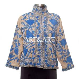 Manteau d'hiver pour femme en tissu de coton régulier, brodé Suzani, à boutons, écologique, séchage rapide, idéal pour les fêtes, cadeau, vente chaude - Product Image 2