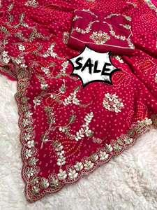 Mahaveer Silks, el mejor proveedor de Sari en Bhavnagar, ofrece ropa suave Georgette Banej india y pakistaní - Product Image 5