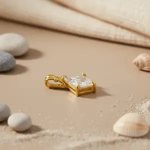 Colgante con Corte de Diamante para Mujer con Baño de Oro, Oro Rosa y Platino, Joyería de Uso Diario con Dijes de Rodio - Product Image 2