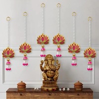 Aksesori gantung dinding bunga Lotus latar belakang panggung candi gajah dekorasi pernikahan India karangan bunga gantung dinding dekorasi pesta rakshleavhan Pooja