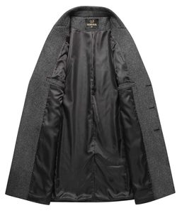 เสื้อโค้ทกันลมสำหรับผู้ชาย แขนยาว ผลิตจากผ้าโพลีเอสเตอร์ผสมฝ้าย น้ำหนักเบา เป็นมิตรกับสิ่งแวดล้อม เหมาะสำหรับฤดูหนาว ปกเสื้อแบบปกแหลม ติดกระดุมแถวเดียว ระบายอากาศได้ดี - Product Image 1