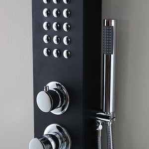 Panel de Ducha de Hidromasaje de Aluminio Negro con Cabezal de Ducha de Lluvia para Conjuntos de Baño - Product Image 5