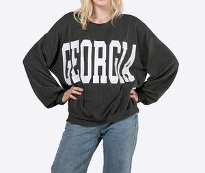 Sudadera Gráfica de Manga Larga Acanalada Oversize para Mujer, Top Casual de Streetwear, Suéter de Punto Suave, Moda de Invierno - Product Image 2