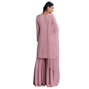 Set Sharara ricamato viola con lavoro Butti su Organza Dupatta moda festa di nozze indiana vestito Kurta Sharara - Product Image 3