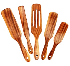 Cuchara para servir ensalada de madera Kitchenwar única hecha a mano, Juego de 2 herramientas de cocina de madera - Product Image 4