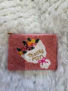 Logotipo personalizable estilo amor con cuentas monedero moda mujer monederos con tema bordado cremallera cierre bolsa para tarjetas - Product Image 3