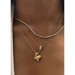 Maison Diamond Heart <b>Locket</b> Necklace with Milestone Drop Charm Stack - Product Image 5