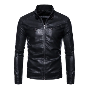 2024 personnalisé en gros à la mode personnalisé marron/noir cuir Bomber veste en cuir hommes - Product Image 2