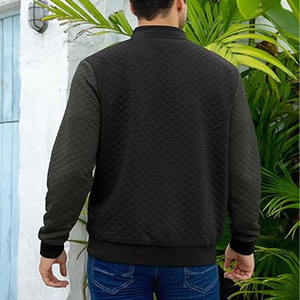 เสื้อแจ็กเก็ตผ้าพิษของผู้ชายเสื้อแจ็กเก็ตแขนเสื้อขนสัตว์สีดำและสีเทา - Product Image 3