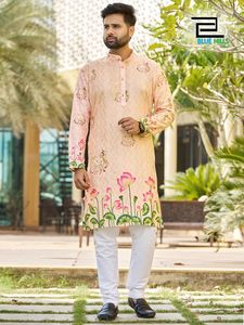 Ropa Tradicional Étnica India Pakistaní Premium para Hombre, Algodón de Alta Calidad, Jacquard de Rayón Pesado con Bordado Patti para Fiesta - Product Image 6