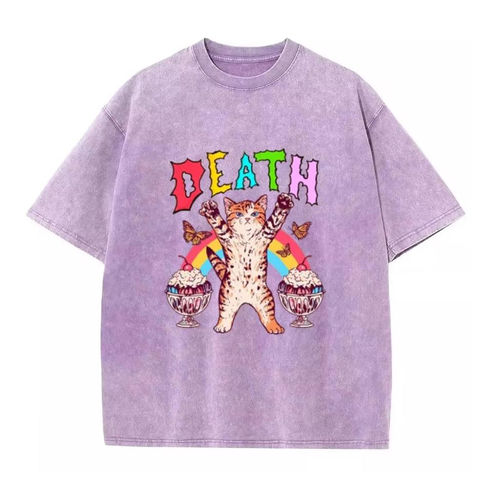 Acid Wash Oversized T Shirts For Men Hip Hop Streetwear Skull Graphic Print,Short Sleeve,Custom Bulk Clothes Stock Unisex Tees