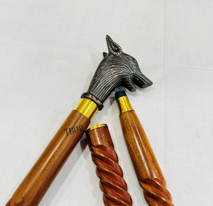 Forêt loup visage bâton de marche VINTAGE ART aluminium nébuleuse bâton de marche haut loup gothique bâton de marche cuivre hiver canne - Product Image 6