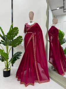 Saree ออกแบบที่สวยงามด้วยด้ายและลำดับการทำงาน - Product Image 3