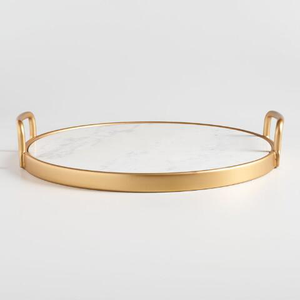 hot sale luxury Circular Shape Metal <b>Mirror</b> Shining Finished Food Serving Tray <b>With</b> <b>Crystal</b> Beaded Border For Sale - Product Image 6