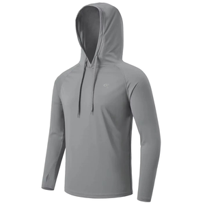 Sweat-shirt à capuche à manches longues pour homme, protection solaire UPF 50+, séchage rapide, respirant, athlétique, pour la salle de sport, la pêche, le cyclisme, broderie - Product Image 1