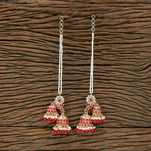 Dernière qualité d'exportation faite à la main de la boucle d'oreille classique plaquée or Indo Western Double boucle d'oreille Jhumki - Product Image 3
