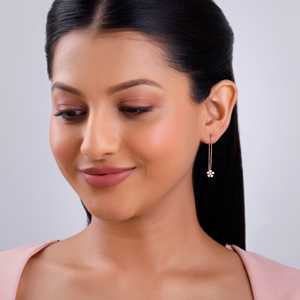 Boucles d'oreilles pendantes en argent 925 plaqué or rose, motif floral Sui Dhaga, accessoire de mode - Product Image 3