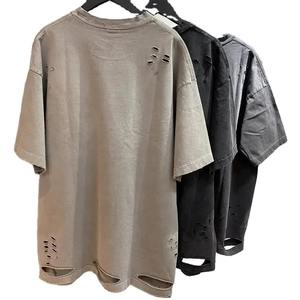 T-shirt vintage d'été personnalisé pour hommes 100% coton épais coupe ample nouveau design surdimensionné avec impression numérique solide - Product Image 4