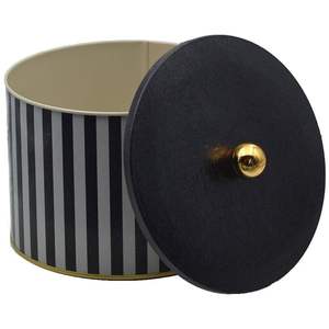 Recipiente de Metal de 2.9L, mango de perilla de 175x130mm, patrón de línea blanca y negra para almacenamiento de alimentos secos para el hogar, cocina - Product Image 4