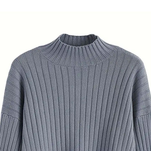 Pull en cachemire chaud pour femmes avec col rond anti-boulochage et motif de manches en tricot torsadé Confort quotidien - Product Image 6