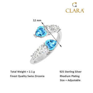 NOVAMART Fine 925 Sterling Silver Open Heart Cluster <b>Ring</b> <b>Adjustable</b> Band Fine Jewelry Zircon Rhodium Plating Platinum Main Mate - Product Image 5