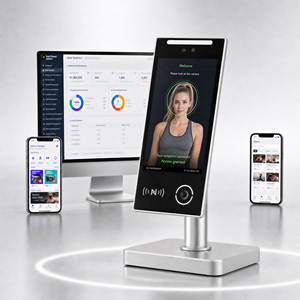 FCV4905 Enterprise Fitness Time Clock: סורק זיהוי פנים בגודל 8 אינץ' עם התאמה אישית של קוד נמוך ב-Javascript - Product Image 1