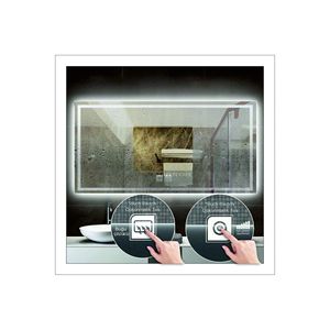 Specchio per il trucco del bagno Anti-appannamento con chiave Touch 80x100 Cm con Design a LED bianco