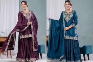 Costumes Sharara de meilleure qualité et design avec séquence de broderie Costume Sharara de mariée disponible à un prix abordable - Product Image 5