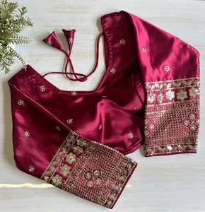 Soie Semi Gaji attrayante avec le fabricant de chemisiers brodés Zari et paillettes de Surat au taux le plus bas - Product Image 5