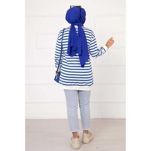 Sudadera con capucha y rayas índigo para mujer - Product Image 3