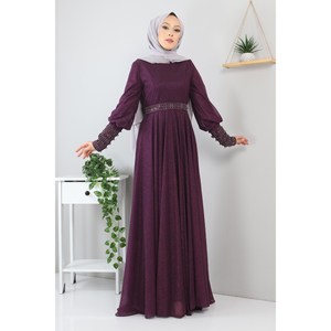 Robe de soirée chic ElbiseStone à col halter pour femme, taille XL, longueur ras du sol, avec détails scintillants et paillettes, en polyester tissé, idéale pour un anniversaire - Product Image 1