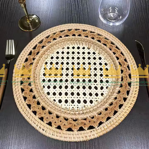 Exquisite Natural Rattan <b>Placemat</b> for Wedding Round <b>Woven</b> <b>Placemats</b> for Party Wicker Charger Plate Eco-friendly in Vietnam - Product Image 6