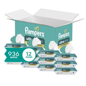 Lingettes pour bébé Pampers Ultra Clean (anciennement 'Free & Gentle'), 99% d'eau, hypoallergéniques, non parfumées, 100% à base de plantes - Product Image 6