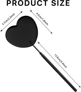 Pretty Vaslcare Heart-Shaped Stainless Steel Makeup Eyelash <b>Mirror</b> Manual Power Source Eyelash Extensions Accessory - Product Image 3