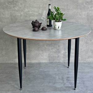 BA68165 120cm Round Dining <b>Table</b> Set Solid <b>Wood</b> Plywood with Tapered Iron Legs Resin <b>Table</b> <b>Top</b> for Hotels - Product Image 2