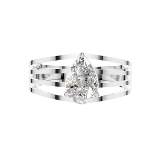 Bague de fiançailles en or massif 14 carats avec moissanite taille poire et sertissage classique à griffes, idéale pour un mariage ou un cadeau d'anniversaire - Product Image 3