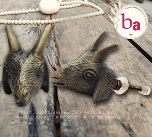 Tiradores y Pomos de Latón Antiguo de Lujo Europeo con Diseño de Cabra para Armarios y Cómodas de Cocina - Product Image 2