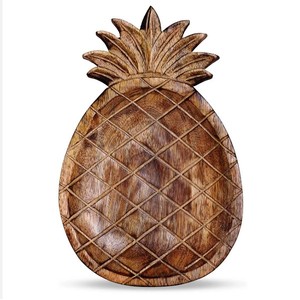 จานเสิร์ฟพร้อมสลักและไม้ธรรมชาติสำหรับใส่ขนมอาหารปลอดภัยดีไซน์สับปะรด - Product Image 2