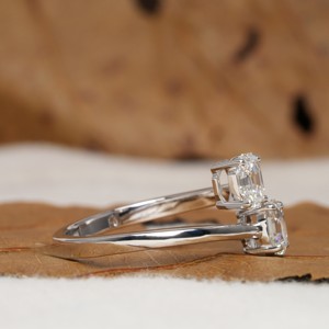 Precio al por mayor Octagon Cut Lab Diamond Ring Jewelry Custom Solid Gold Open Cuff Lab-grown Diamonds Toi Et Moi Ring Cvd Igi - Product Image 2