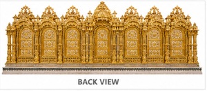 Buy Gold Carved Iskcon Temple Manufacturers Customized Pooja Mandir <b>Cabinets</b> Big BAPS Shri Swaminarayan Mandir for Satsang <b>Halls</b> - Product Image 4