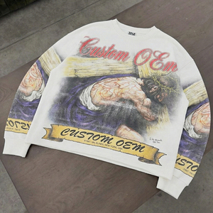 เสื้อสเวตเชิ้ตคอกลมทรงโอเวอร์ไซส์สำหรับผู้ชาย ผ้าหนา 400 GSM พิมพ์ลายดิจิตอลตามสั่งแบบ OEM ทรงบ็อกซี่ สไตล์สตรีทแวร์ - Product Image 1