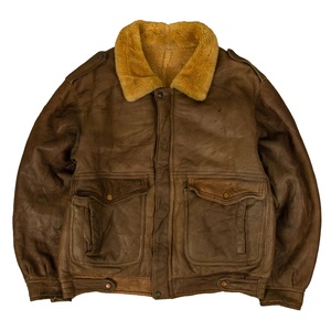 Chaqueta de cuero real desgastada marrón de vuelo de invierno para hombre de alta calidad Cuello de piel logotipo personalizado servicio OEM piloto de bombardero sólido - Product Image 1