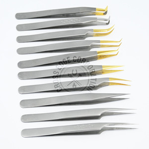 Pinza de extensión de pestañas con punta de fibra de alta calidad, curvada, clásica, en forma de luna de 45 grados, herramienta de aplicación para aislamiento de pestañas - Product Image 1