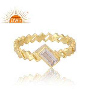 แหวนอัญมณี CZ ชุบทอง18K 925เงินสเตอร์ลิงประดับอัญมณีอัญมณีสังเคราะห์จากธรรมชาติ - Product Image 3